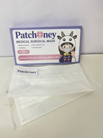 Patchoney Medical Surgical Mask 20-Count Cute Design High Protection & Breathable A Lovely Protection Companion for Daily Outings