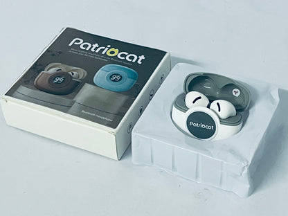 Patriocat Wireless Earbuds 5.49 Bluetooth TWS In-Ear LED Digital Display Earphones IPX-5 Waterproof 30 Hours Total Playtime 180 Hours Standby HiFi Stereo ENC Headphones White