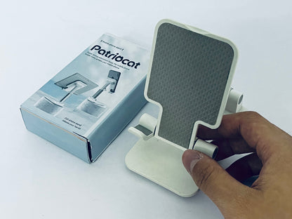Patriocat Cell Phone Stand,Adjustable Angle Height Phone Honder for Desk,Fully Foldable Portable Phone Mount,Compatible with All Mobile Phones and Small Tablet.