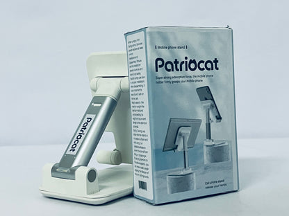 Patriocat Cell Phone Stand,Adjustable Angle Height Phone Honder for Desk,Fully Foldable Portable Phone Mount,Compatible with All Mobile Phones and Small Tablet.