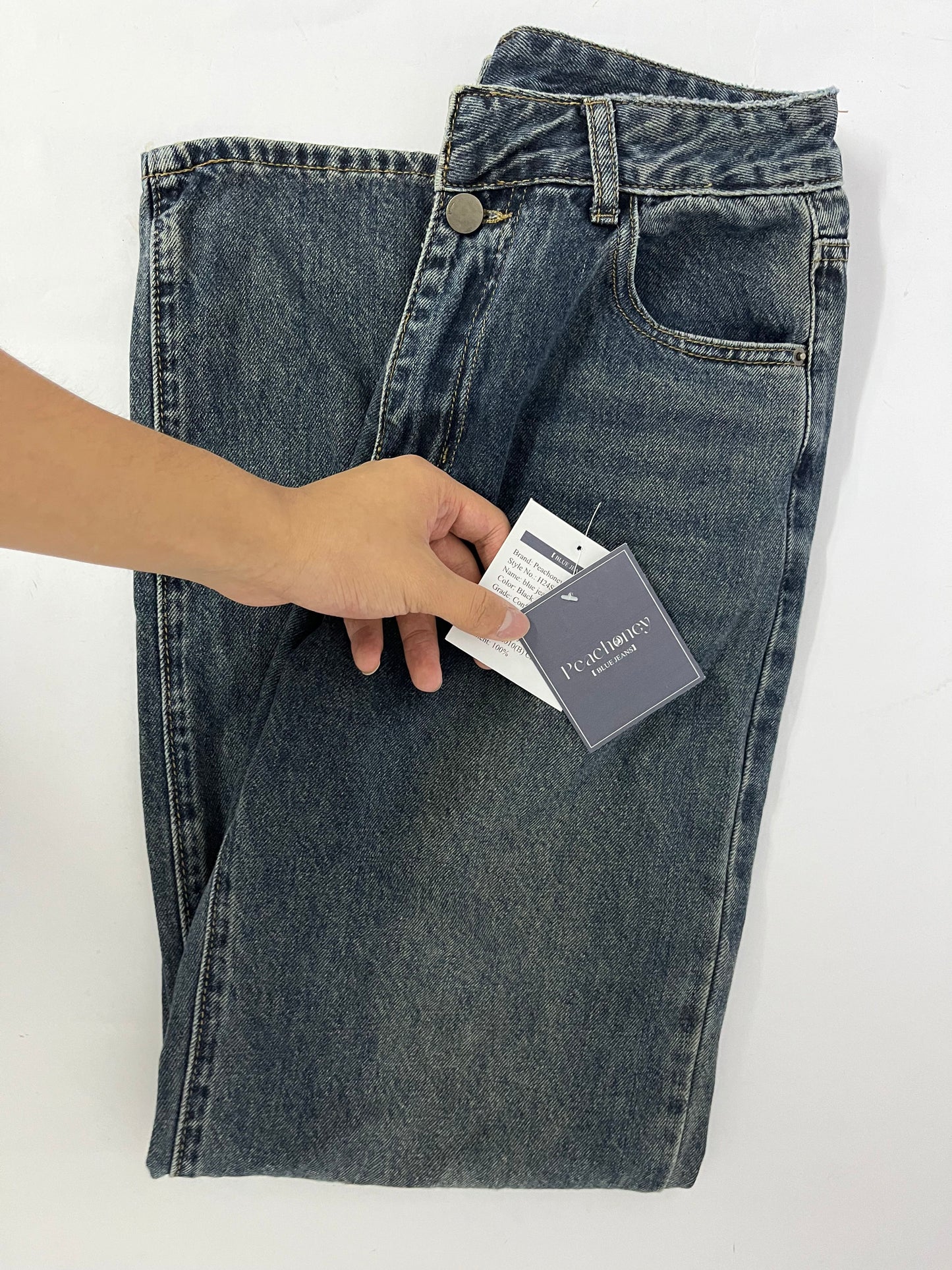 Peachoney Women's Skinny Stretch Jeans Frayed Raw Hem Slim Fit Jeans Ripped Denim Pants