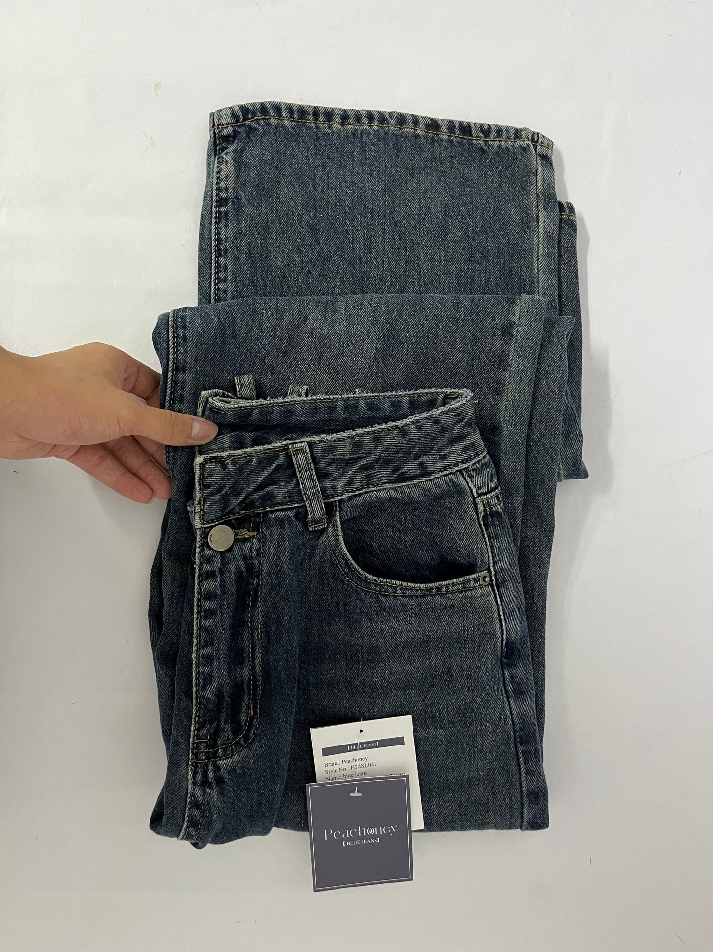 Peachoney Women's Skinny Stretch Jeans Frayed Raw Hem Slim Fit Jeans Ripped Denim Pants