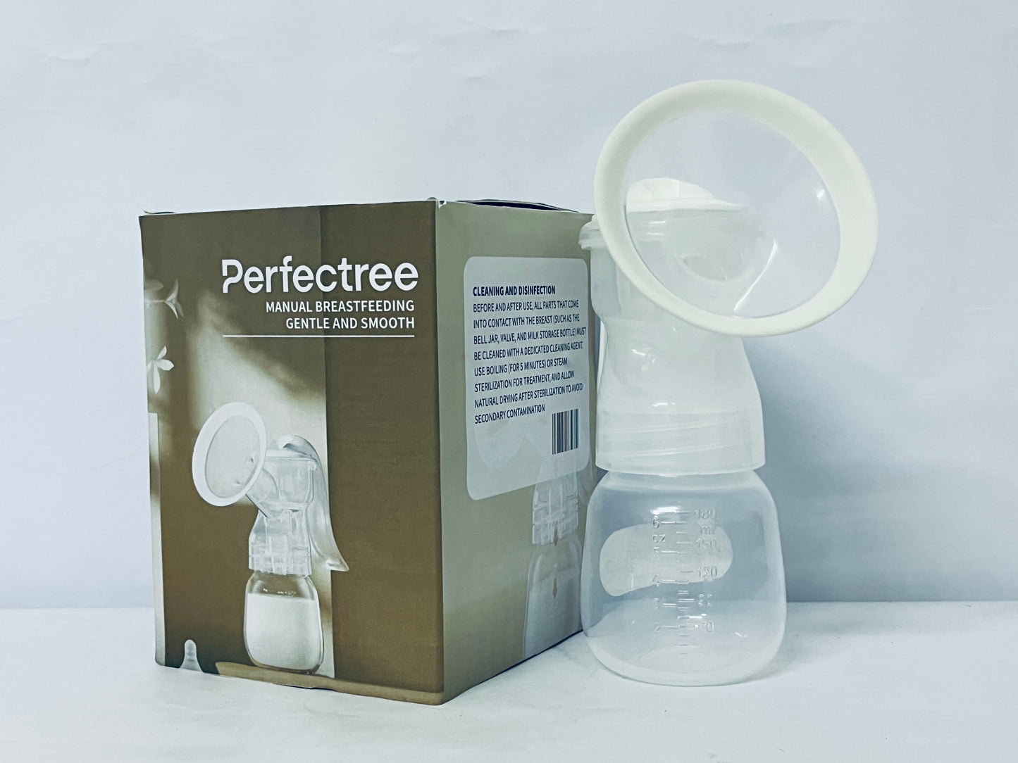 Perfectree Manual Breast Pump - Adjustable Suction Silicone Hand Pump Breastfeeding, Small Portable Manual Breast Milk Catcher Baby Feeding Pumps & Accessories, White, Mother’s Day Gifts