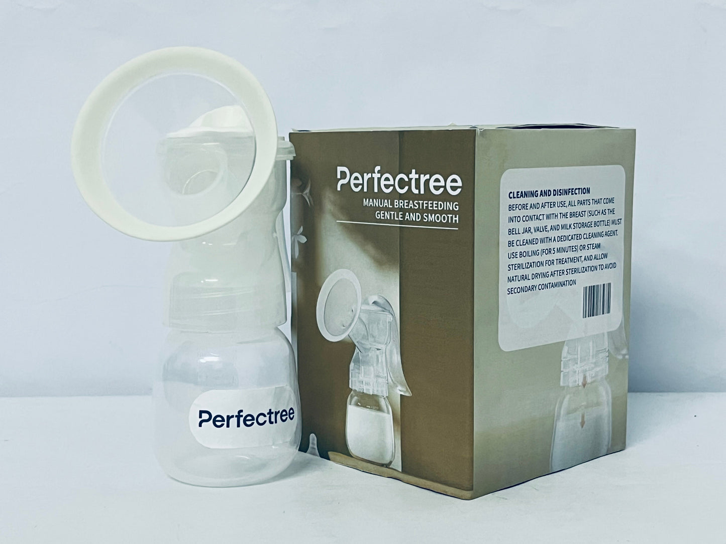 Perfectree Manual Breast Pump - Adjustable Suction Silicone Hand Pump Breastfeeding, Small Portable Manual Breast Milk Catcher Baby Feeding Pumps & Accessories, White, Mother’s Day Gifts
