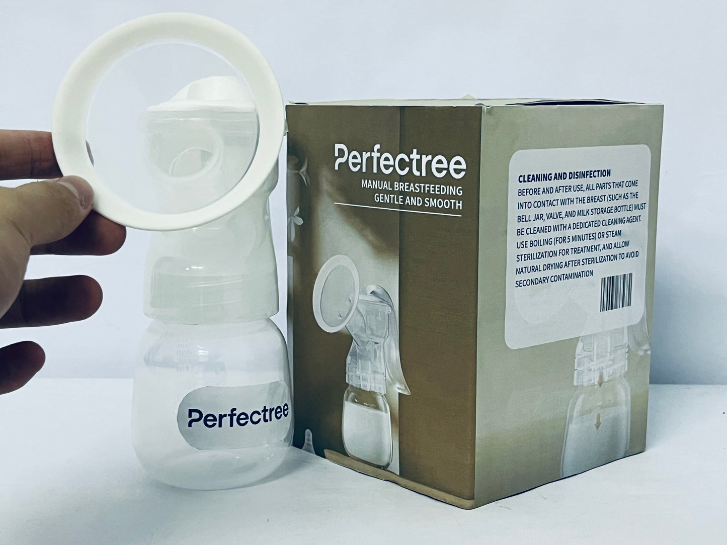 Perfectree Manual Breast Pump - Adjustable Suction Silicone Hand Pump Breastfeeding, Small Portable Manual Breast Milk Catcher Baby Feeding Pumps & Accessories, White, Mother’s Day Gifts