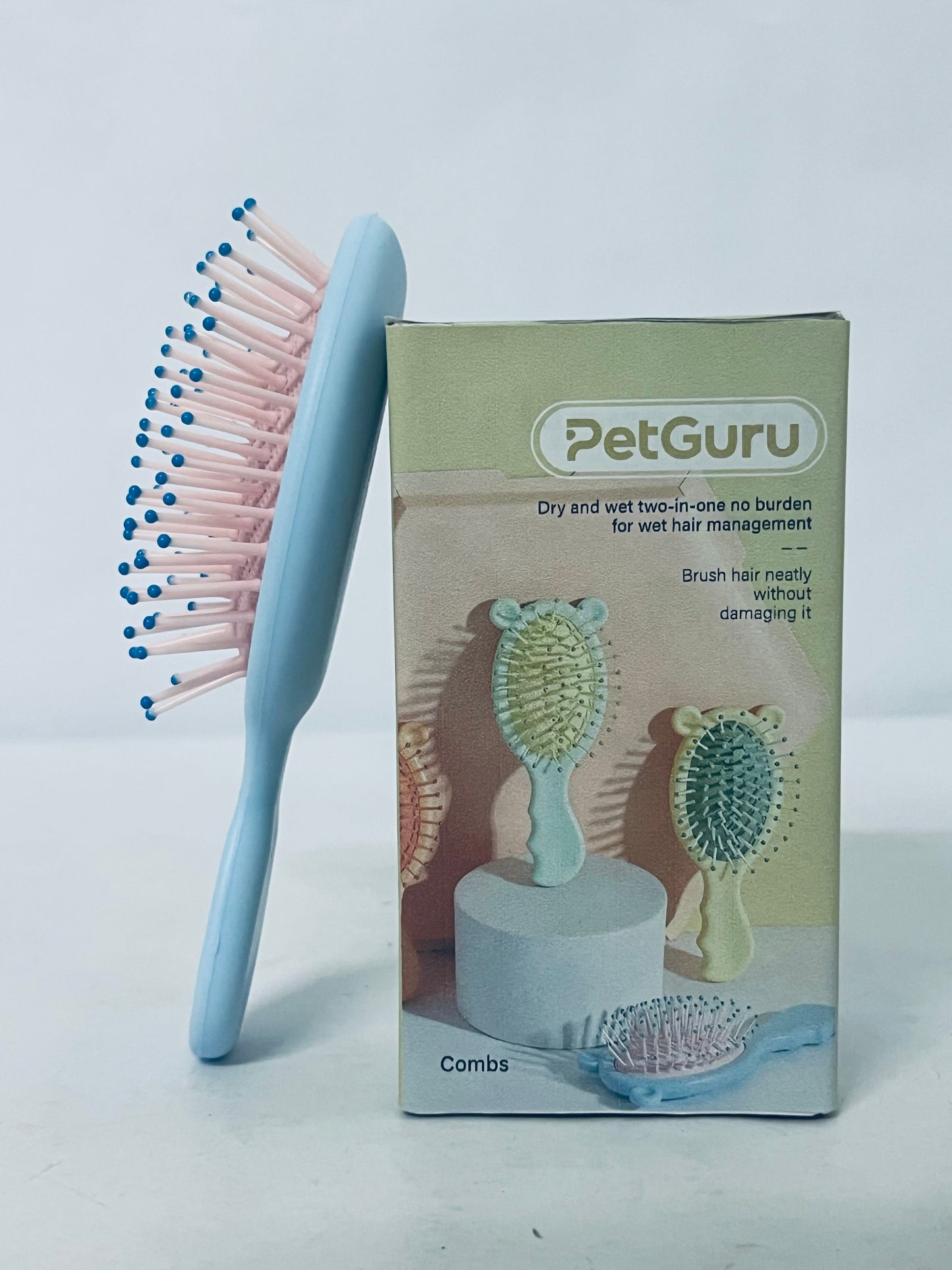 PetGuru Pet Grooming Brush, Wet and Dry Dual-Use Hair Comb for Cats & Dogs, Gentle Fur Brushing Without Damage, Essential Pet Hair Care Tool