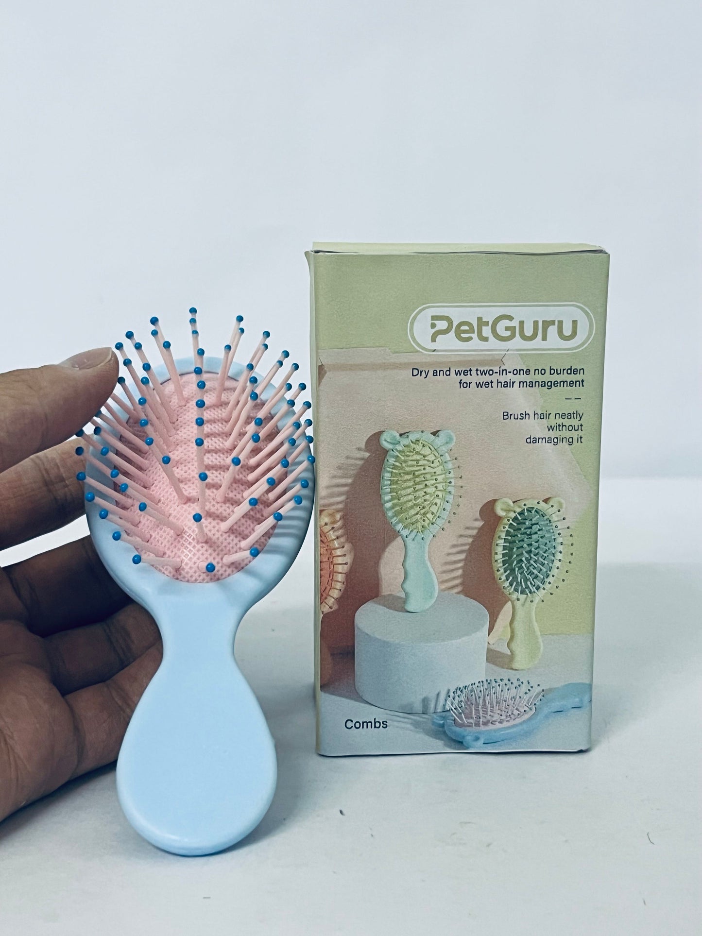 PetGuru Pet Grooming Brush, Wet and Dry Dual-Use Hair Comb for Cats & Dogs, Gentle Fur Brushing Without Damage, Essential Pet Hair Care Tool