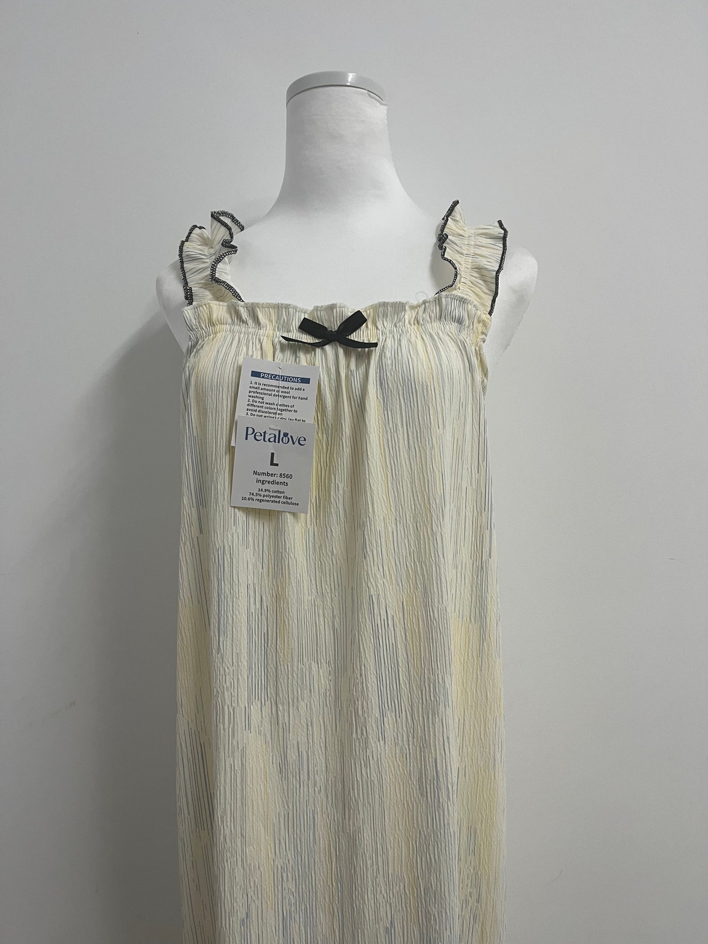 Petalove Women's Cotton Gauze Nightgown Sleeveless Ruffle Dress Frill Strap Short House Dress Comfy Sleepdress