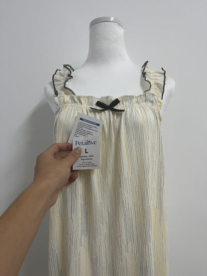 Petalove Women's Cotton Gauze Nightgown Sleeveless Ruffle Dress Frill Strap Short House Dress Comfy Sleepdress