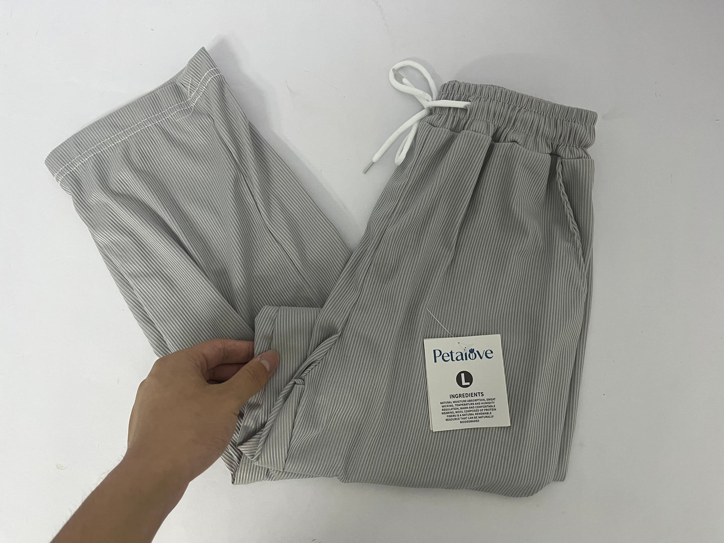 Petalove Pants Pockets High Waist Drawstring Loose Trousers