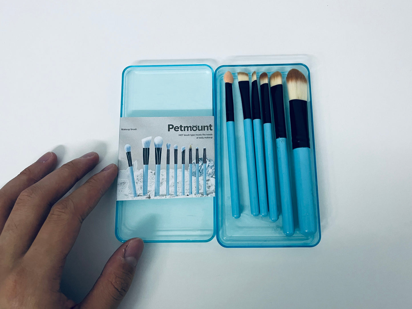 Petmount 10-Piece Cosmetic Brush Set - Travel-Friendly Vegan Makeup Brushes with Case