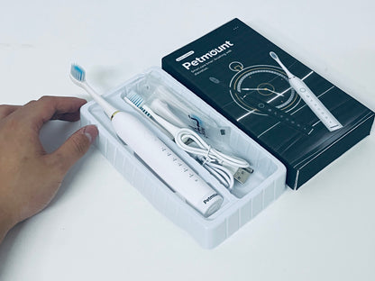 Petmount Travel-Friendly Electric Toothbrush - USB-C Charged, IPX7 Waterproof (3 Heads Included)