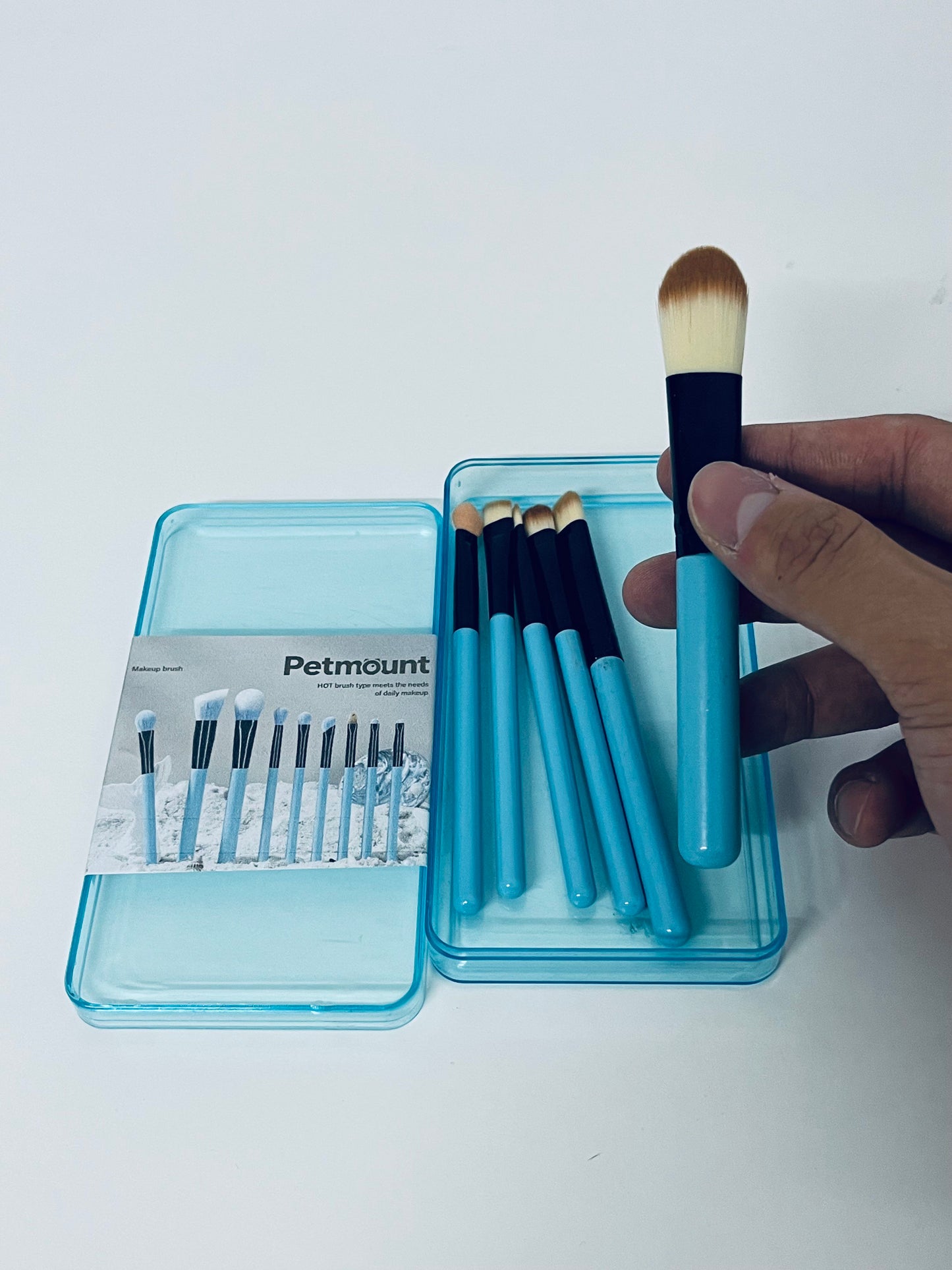 Petmount 10-Piece Cosmetic Brush Set - Travel-Friendly Vegan Makeup Brushes with Case
