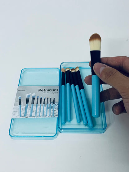 Petmount 10-Piece Cosmetic Brush Set - Travel-Friendly Vegan Makeup Brushes with Case