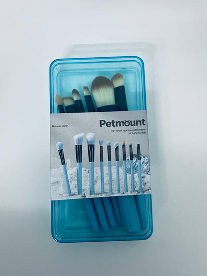 Petmount 10-Piece Cosmetic Brush Set - Travel-Friendly Vegan Makeup Brushes with Case