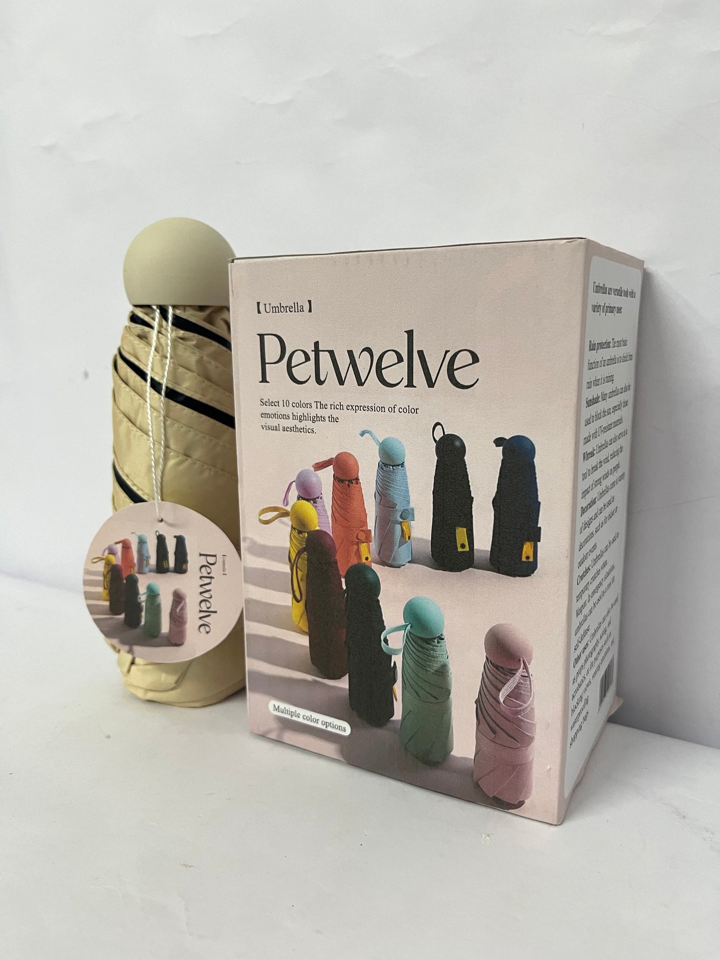 Petwelve Umbrellas Travel Essentials Mini Umbrella Small Compact UV Sun Protection Lightweight Tiny Pocket Manual Open Close Umbrella for Women Kids and Men Fit Purse Backpack