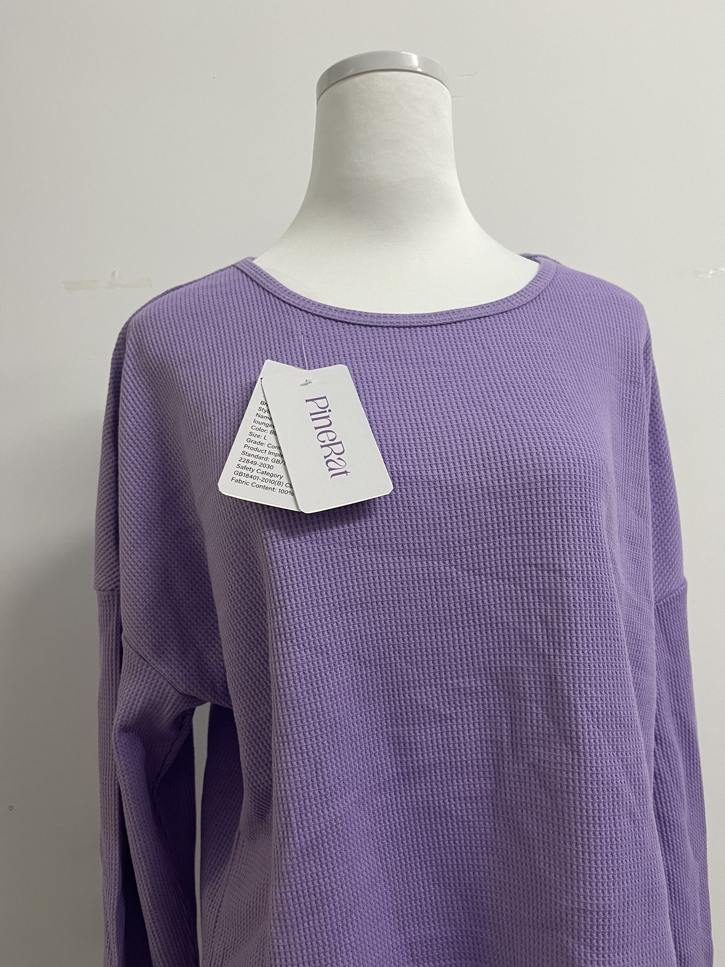 PineRat Womens Waffle Knit Pajama Sets Long Sleeve Top and Shorts Matching Lounge Set Loungewear Sweatsuit with Pockets