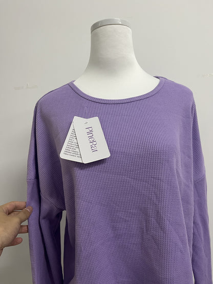 PineRat Womens Waffle Knit Pajama Sets Long Sleeve Top and Shorts Matching Lounge Set Loungewear Sweatsuit with Pockets