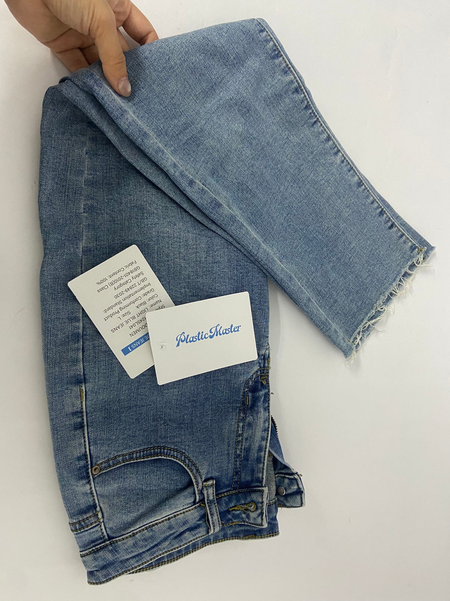 PlasticMaster Jeans Women's High-Rise Slim Straight Raw Hem 27-Inch Inseam