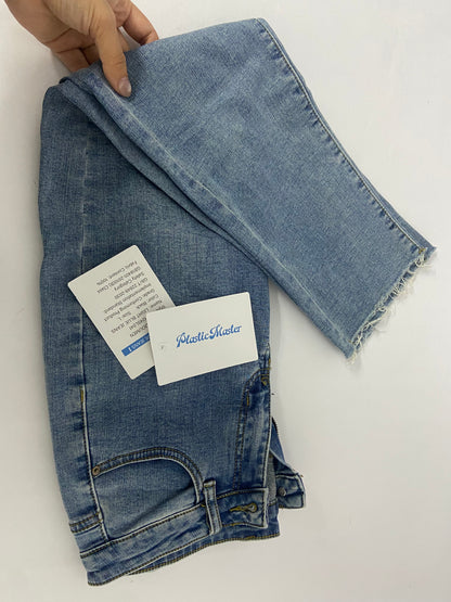 PlasticMaster Jeans Women's High-Rise Slim Straight Raw Hem 27-Inch Inseam