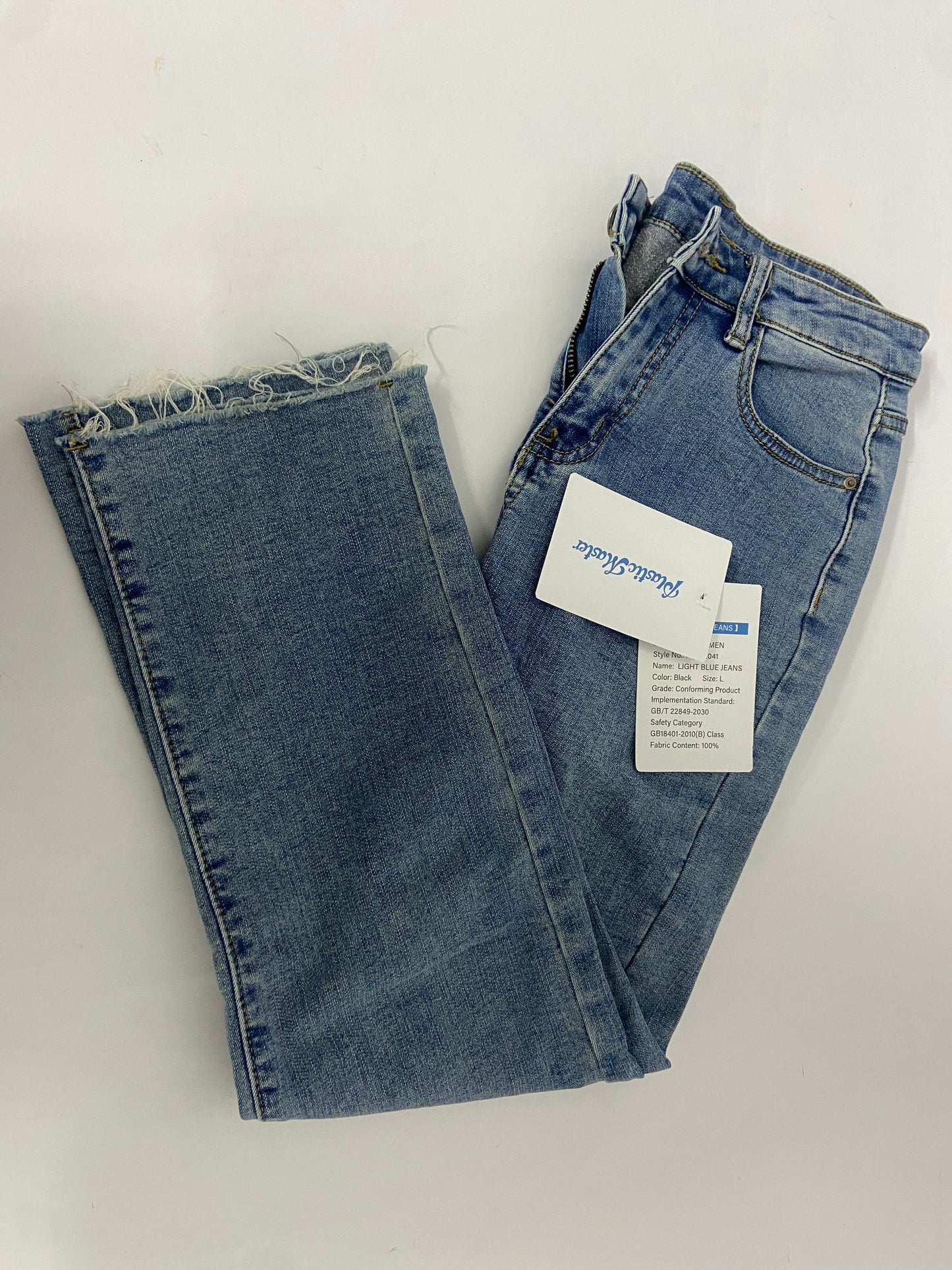 PlasticMaster Jeans Women's High-Rise Slim Straight Raw Hem 27-Inch Inseam