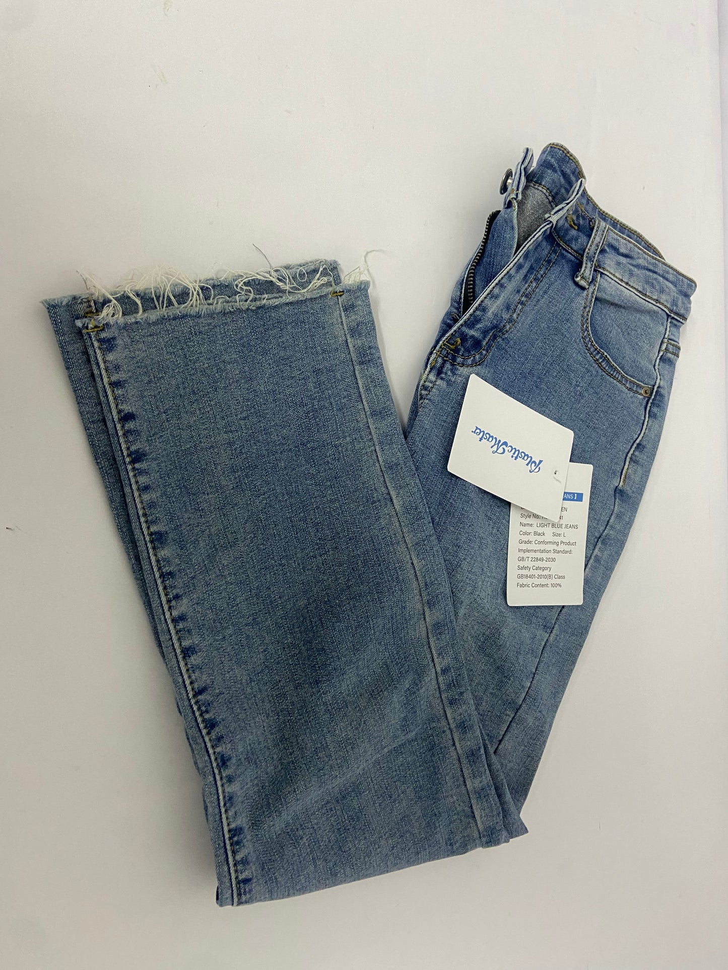 PlasticMaster Jeans Women's High-Rise Slim Straight Raw Hem 27-Inch Inseam