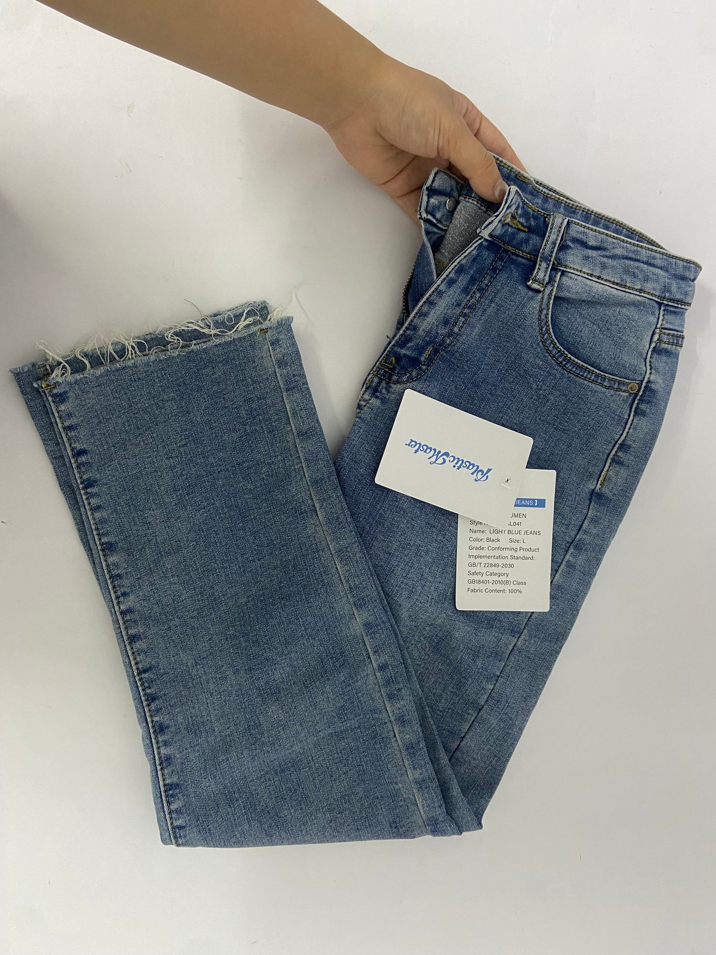 PlasticMaster Jeans Women's High-Rise Slim Straight Raw Hem 27-Inch Inseam