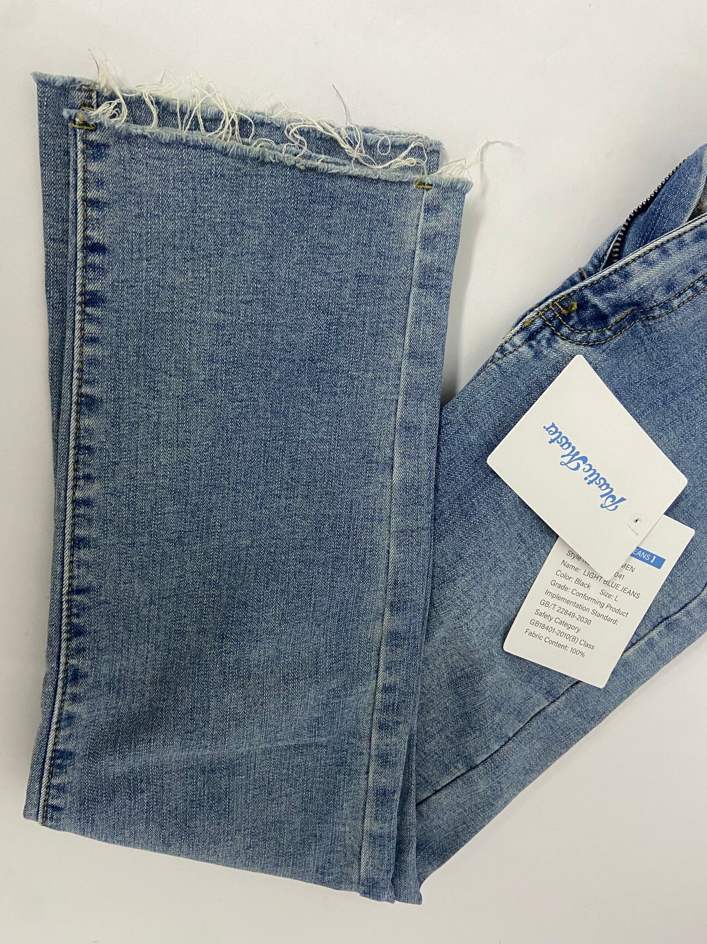 PlasticMaster Jeans Women's High-Rise Slim Straight Raw Hem 27-Inch Inseam