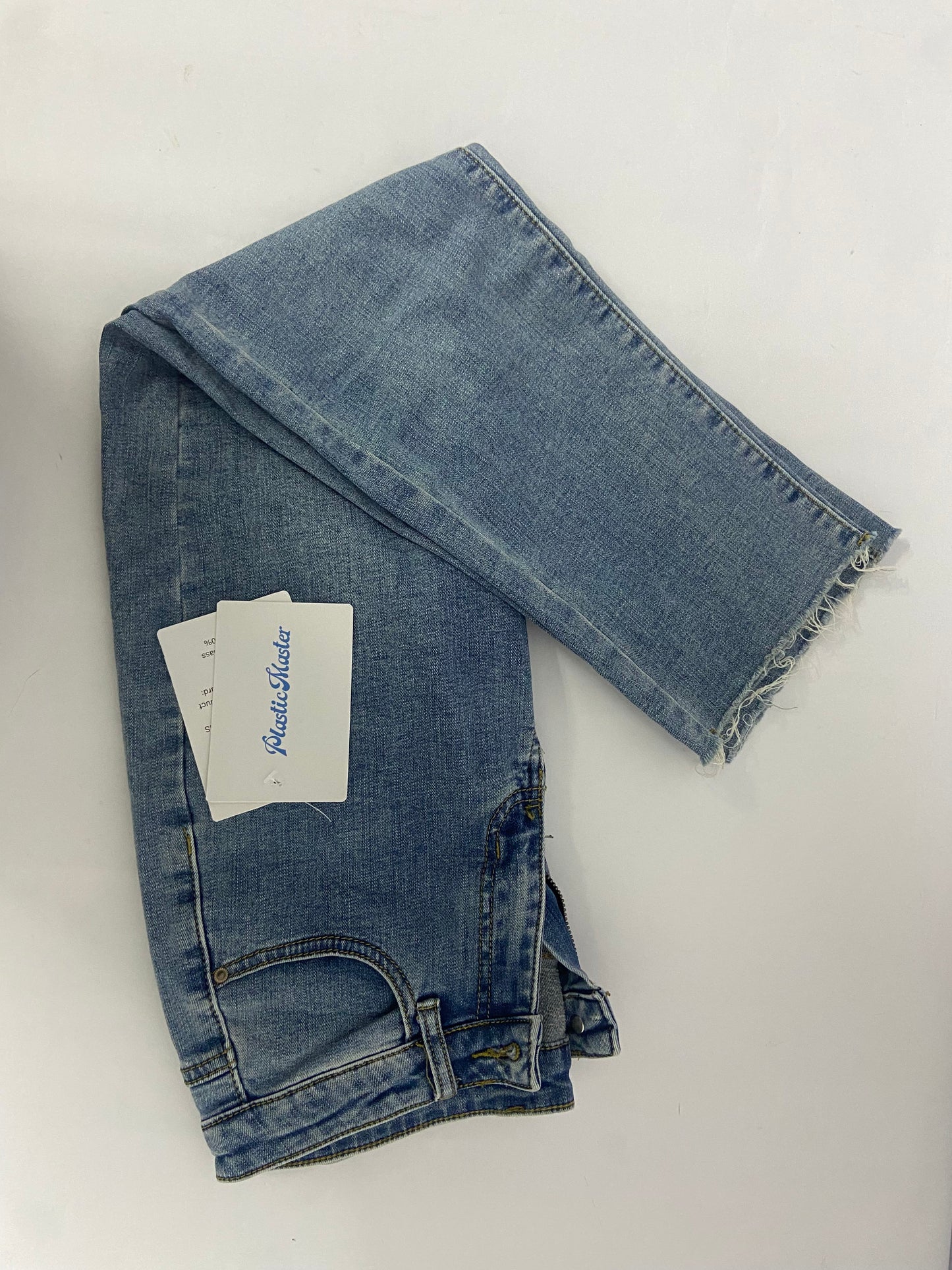 PlasticMaster Jeans Women's High-Rise Slim Straight Raw Hem 27-Inch Inseam