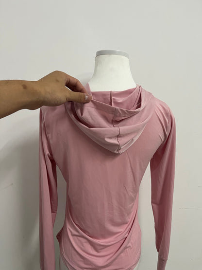 Playouth Pink Athletic Shirt - Moisture-Wicking Hooded Jacket for Active Lifestyles