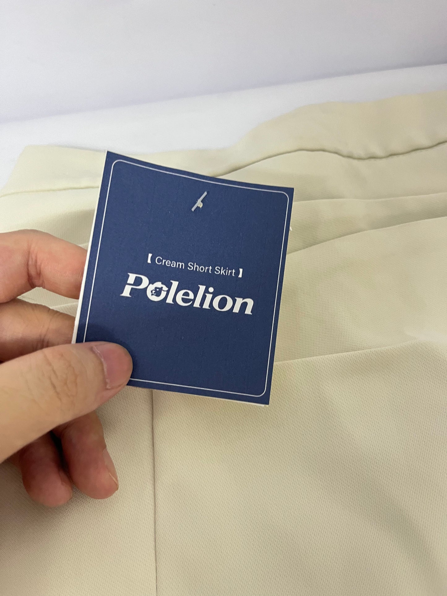 Polelion Women's Cream Pleated Mini Skirt with Front Slit