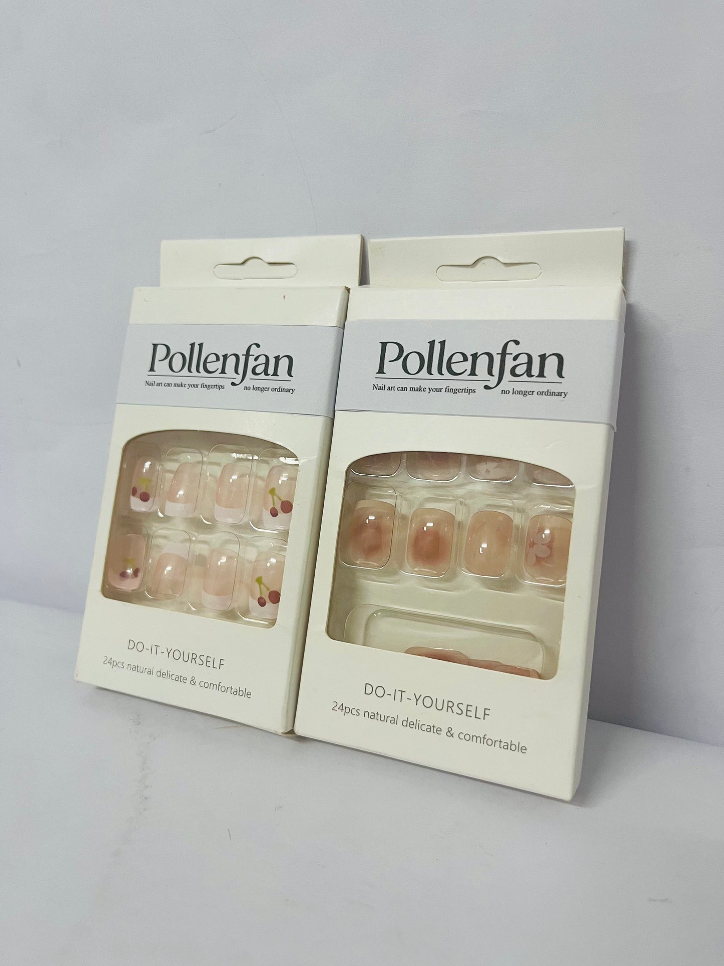 Pollenfan False nails Short Length Press on Nails, Artificial Acrylic Fake Nails for Women, 24PCS Full Cover Reusable False Nails Kits, White Flowers Nails Design, Glue on Nails Fake Nails for Nail Art