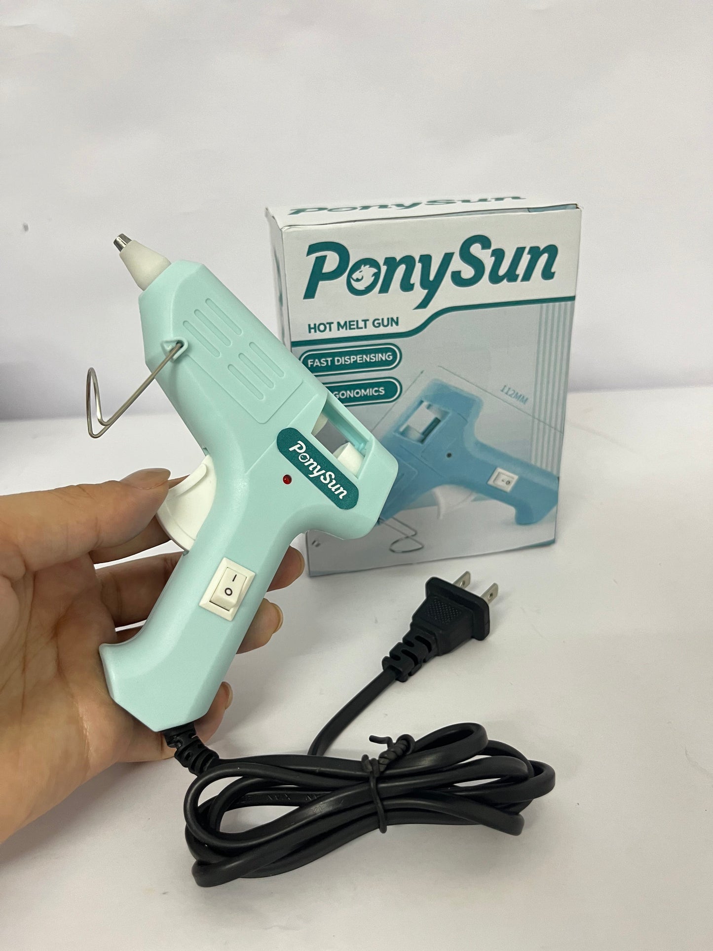 PonySun Mini Hot melt gun Handmade glue gun for household use (pale green) Fast Preheating Hot Melt, High Temp for School Crafts DIY Arts and Quick Home Repairs