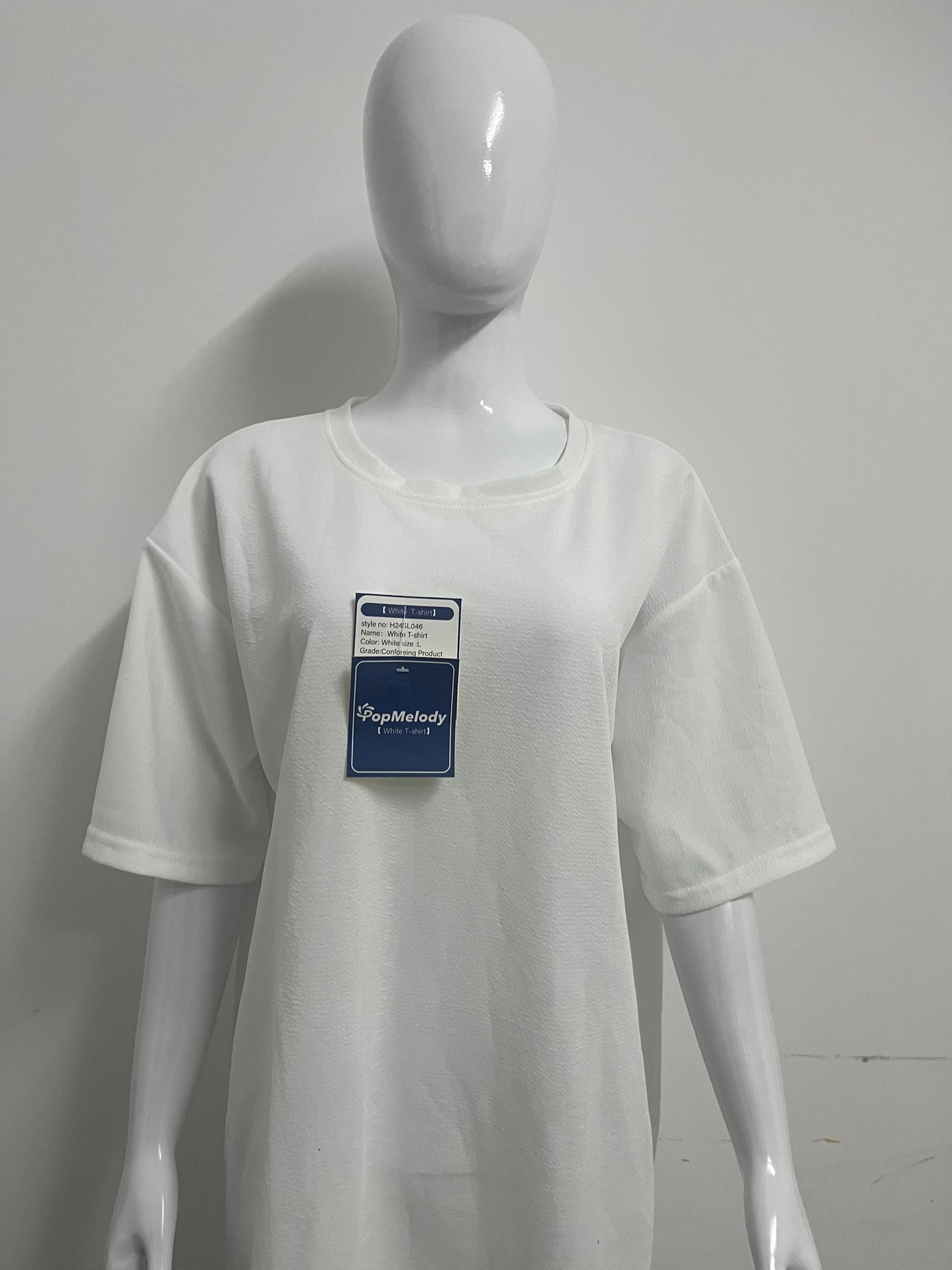 【PopMelody Oversized Textured T-shirt】—— Effortless Comfort & Modern Minimalism
