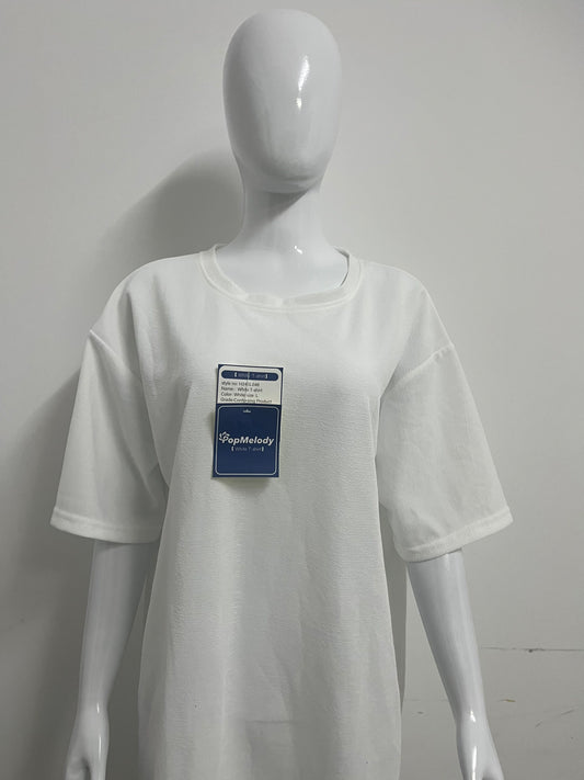 【PopMelody Oversized Textured T-shirt】—— Effortless Comfort & Modern Minimalism