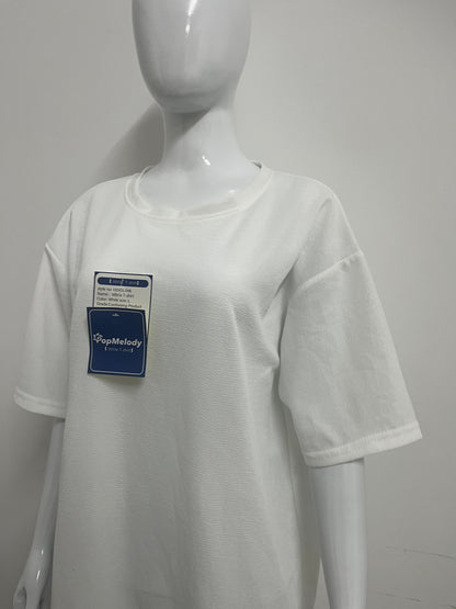 【PopMelody Oversized Textured T-shirt】—— Effortless Comfort & Modern Minimalism