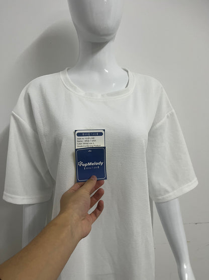 【PopMelody Oversized Textured T-shirt】—— Effortless Comfort & Modern Minimalism