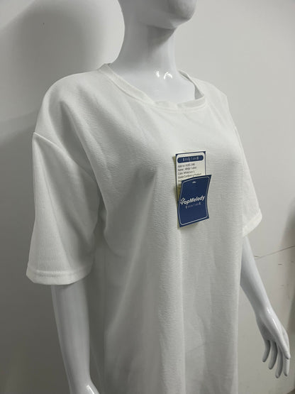 【PopMelody Oversized Textured T-shirt】—— Effortless Comfort & Modern Minimalism