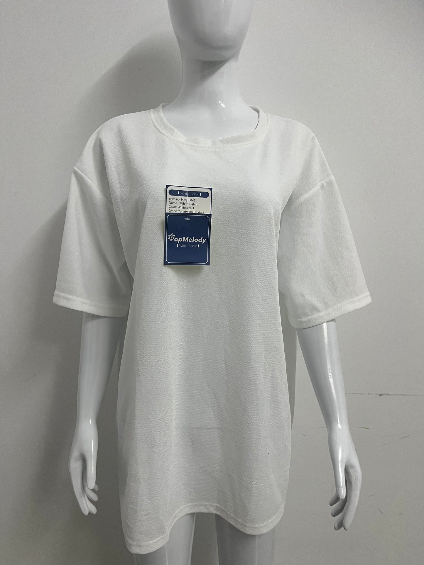 【PopMelody Oversized Textured T-shirt】—— Effortless Comfort & Modern Minimalism