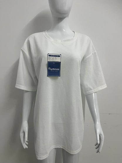 【PopMelody Oversized Textured T-shirt】—— Effortless Comfort & Modern Minimalism