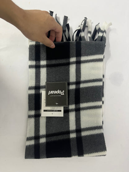 Popearl  Exquisite Mongolia Wool Scarf - Classic Plaid Design, Opulent Winter Warmth