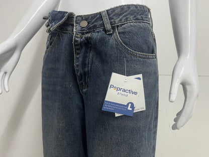 【Popractive Asymmetric Waist Wide-Leg Jeans】—— Retro Style with Modern Edge