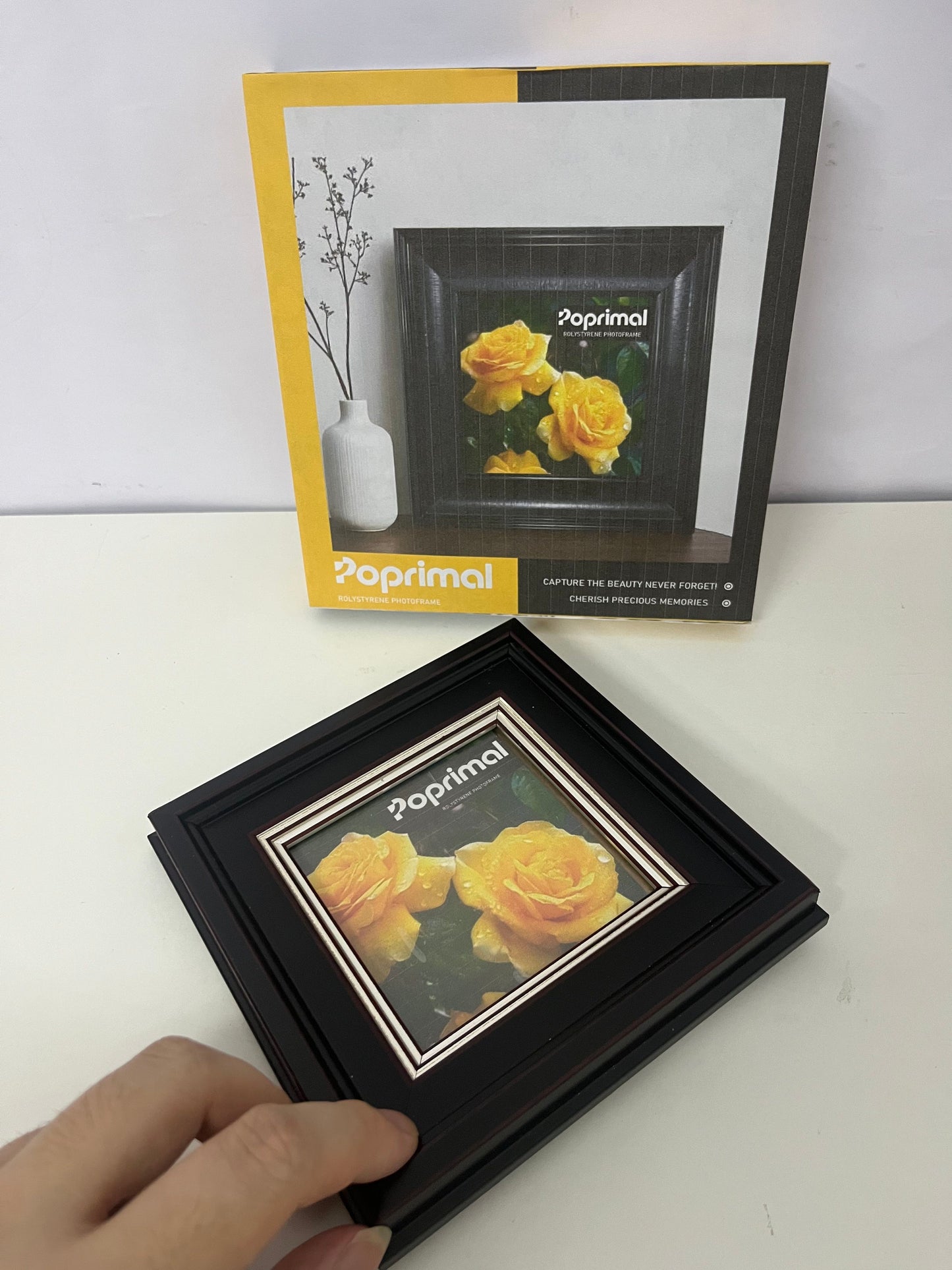 [Poprimal Picture frames]-Luxury Black-Brown Picture Frame - Double-Layer 3D Silver Trim Decorative Frame
