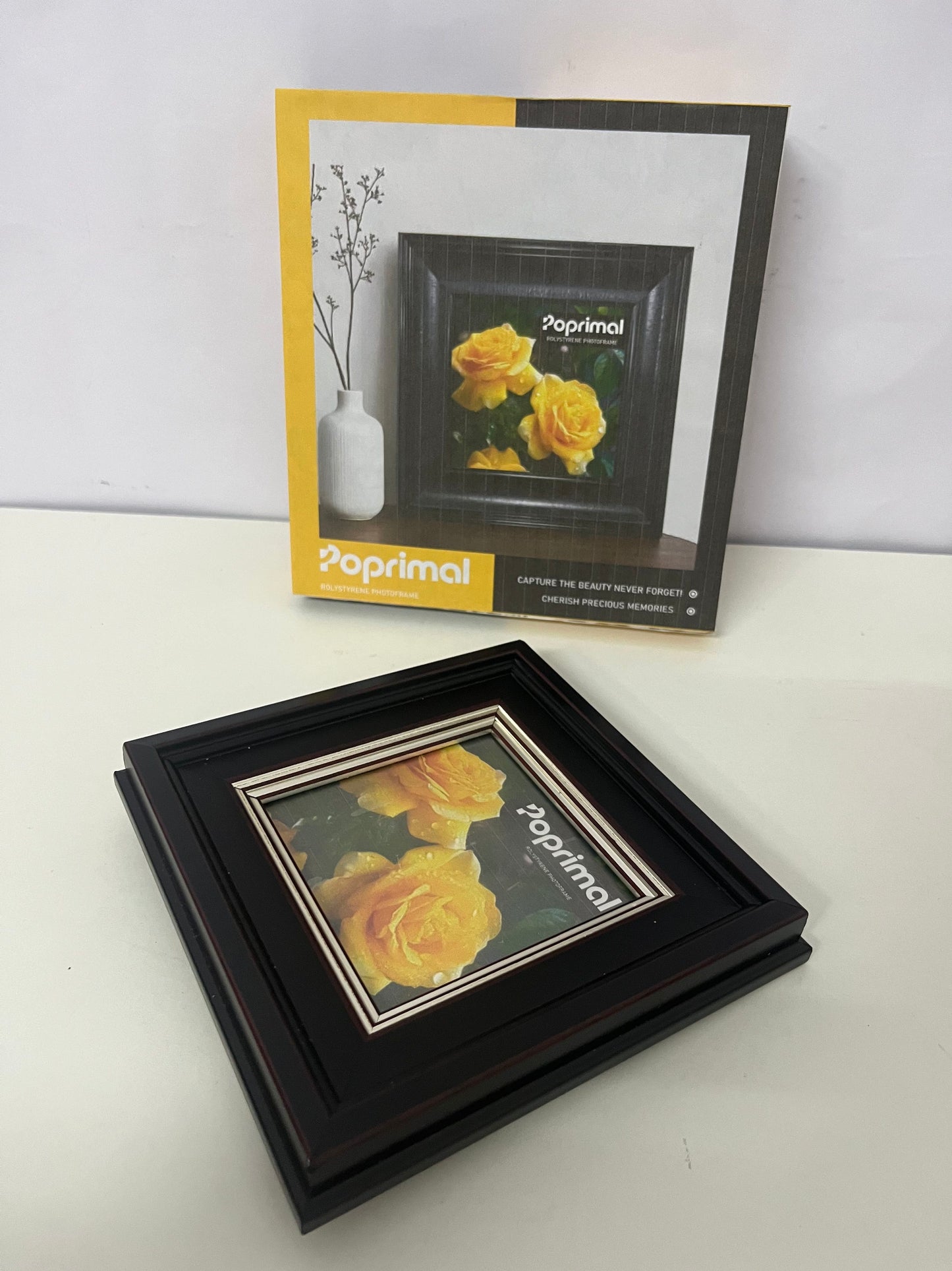 [Poprimal Picture frames]-Luxury Black-Brown Picture Frame - Double-Layer 3D Silver Trim Decorative Frame