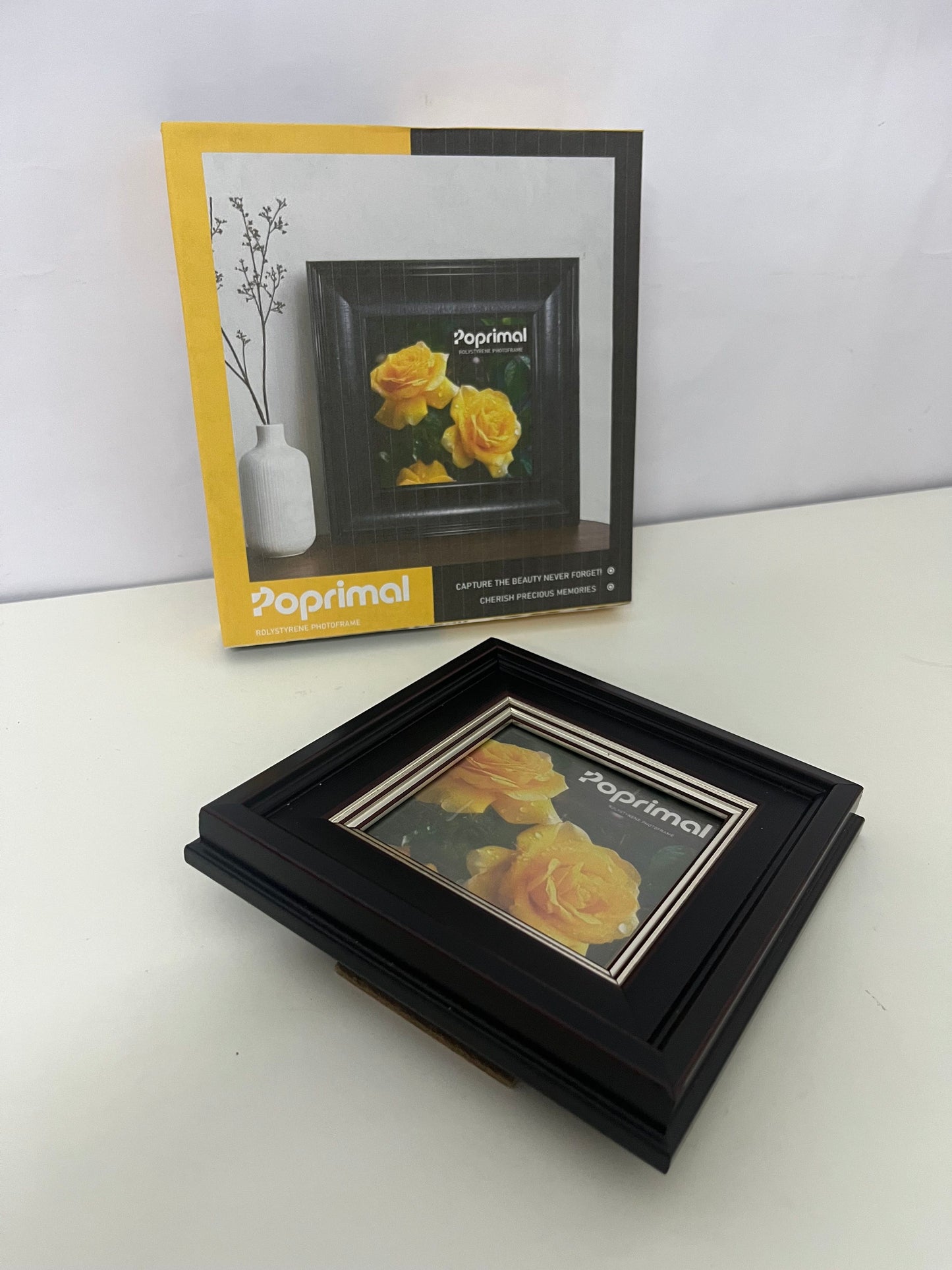 [Poprimal Picture frames]-Luxury Black-Brown Picture Frame - Double-Layer 3D Silver Trim Decorative Frame