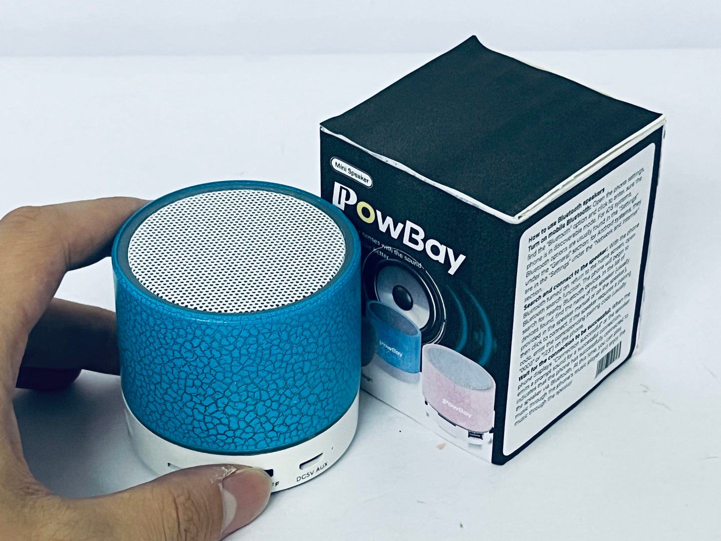 PowBay Portable Mini Speaker, Super Bass Stereo Rechargeable Speaker with LED Lights