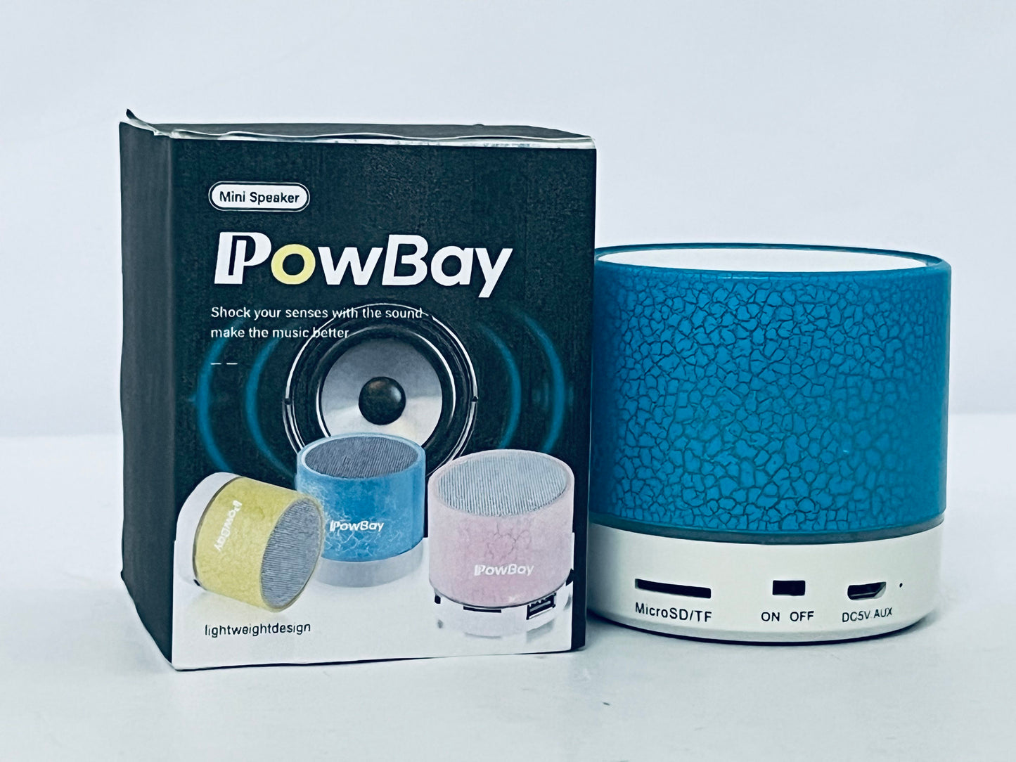 PowBay Portable Mini Speaker, Super Bass Stereo Rechargeable Speaker with LED Lights