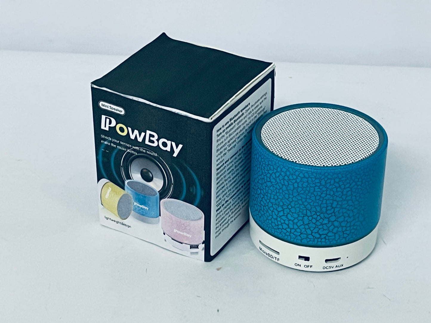 PowBay Portable Mini Speaker, Super Bass Stereo Rechargeable Speaker with LED Lights
