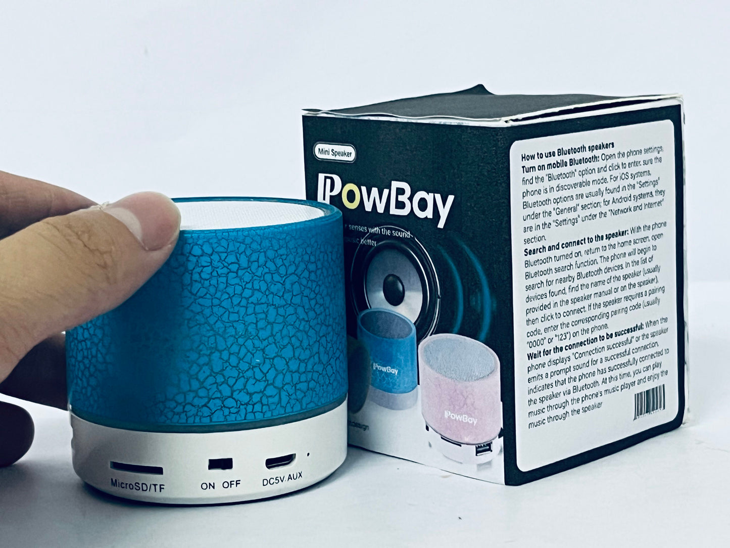 PowBay Portable Mini Speaker, Super Bass Stereo Rechargeable Speaker with LED Lights