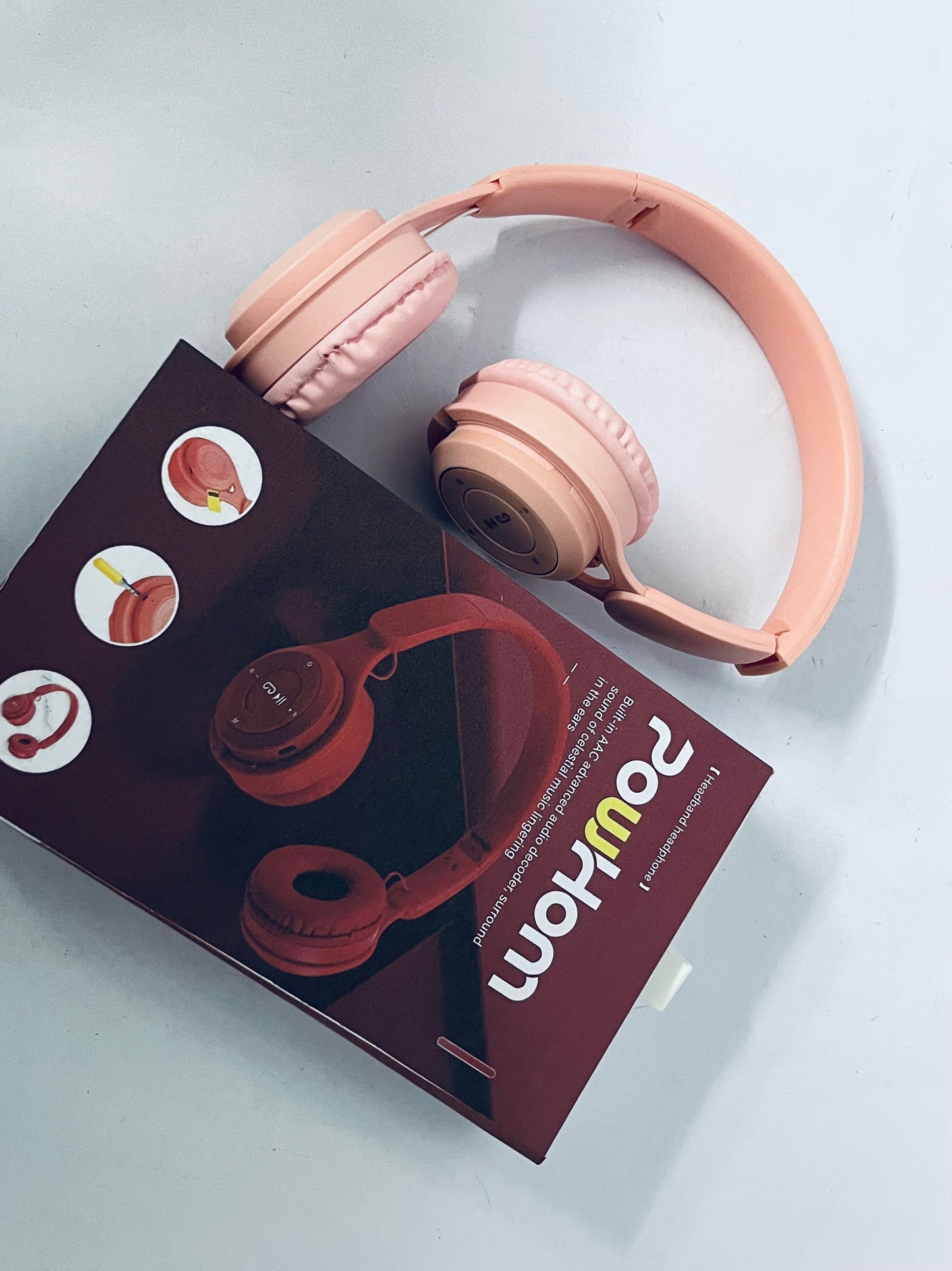PowHom Upgraded Hybrid Noise Cancelling Headphones with Transparent Modes Wireless Bluetooth with Mic Deep Bass Soft-Earpads Hi-Fi Audio Comfortable Fit Long Playtime for Home Office Travel Over Ear Pink